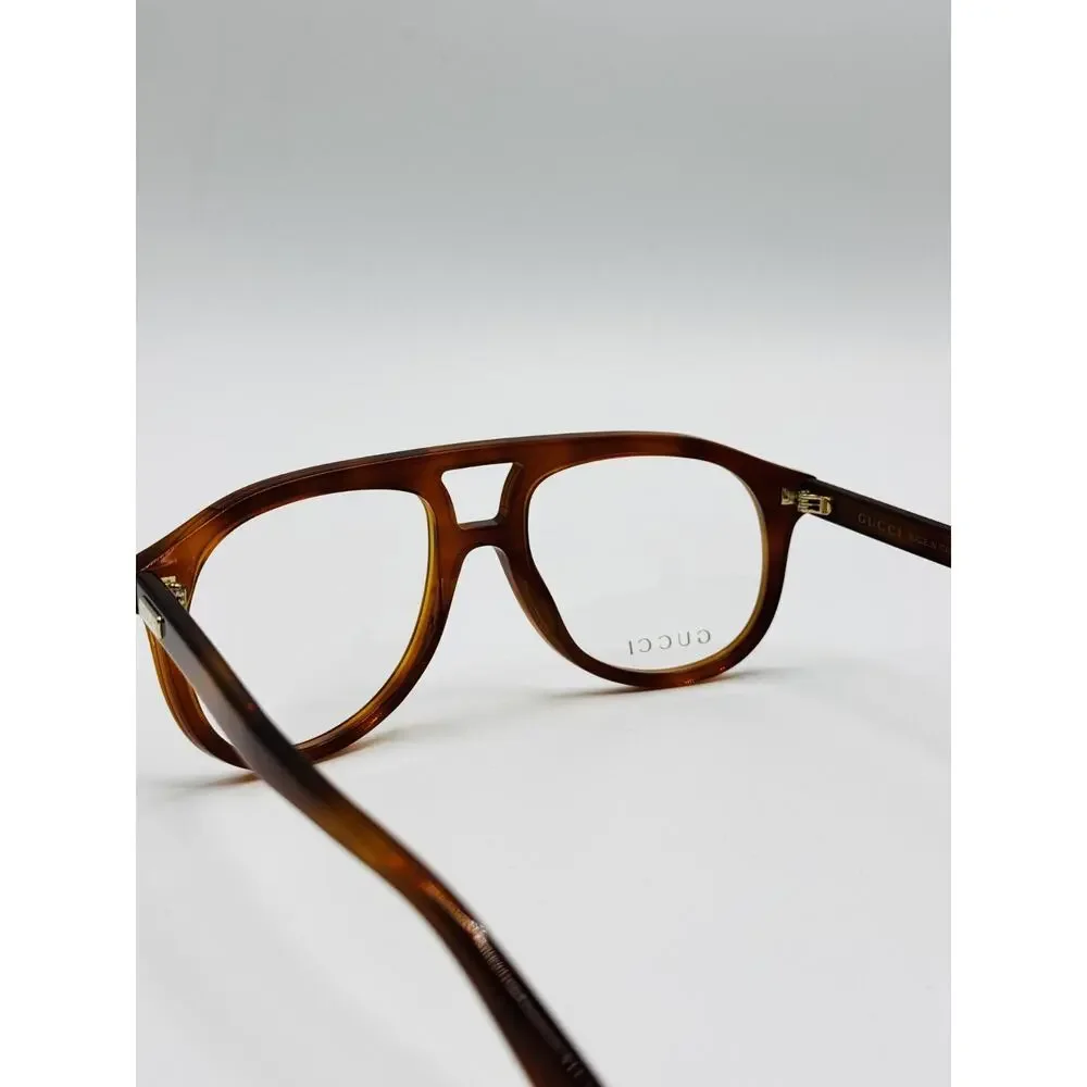 Gucci Eyeglasses Frames GG1320O-002 Brown Aviator Double Bridge 54-19-145 New